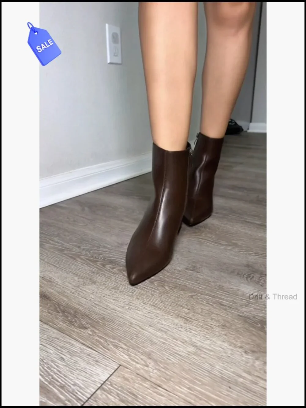 Wide Fit Pointed Toe Ankle Booties with Block Heel Women's Chunky Low Heel Boot